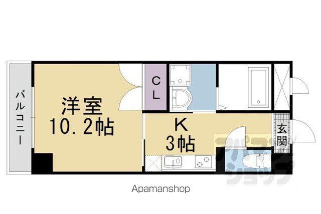 エリーフラッツ京町(1K/3階)の間取り写真