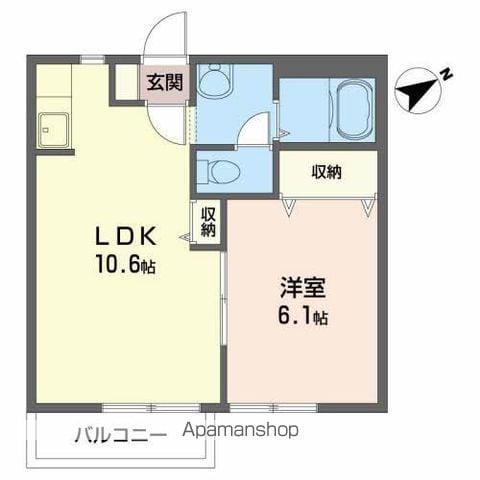 ビアーレ・M B棟(1LDK/2階)の間取り写真
