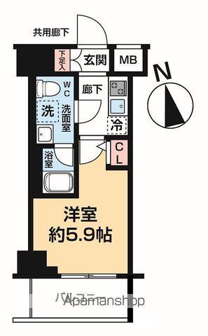 ヴァローレ松戸フィーロ(1K/1階)の間取り写真