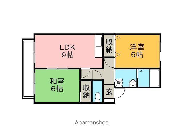 コンフォールかわの(2LDK/1階)の間取り写真