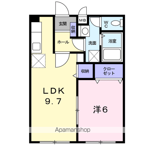 レインボータウンA(1LDK/1階)の間取り写真