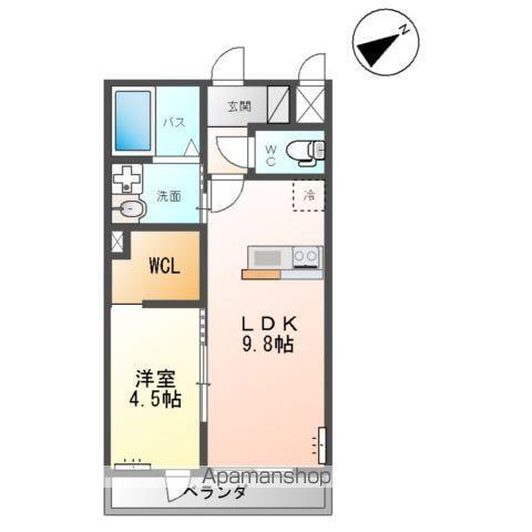 土浦市荒川沖西アパート(1LDK/2階)の間取り写真