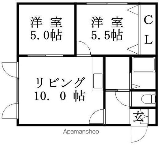 メゾンド北郷Ⅰ(2LDK/2階)の間取り写真