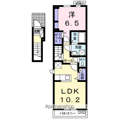 ソフィア御山Ⅱ(1LDK/2階)の間取り写真