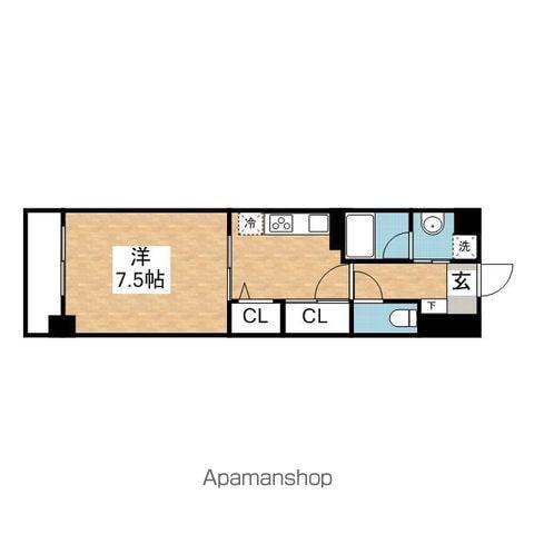 シグナス(1DK/4階)の間取り写真