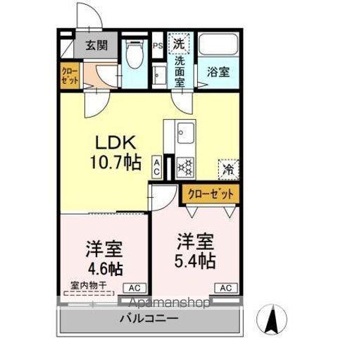 セレスティア小茂根(2LDK/2階)の間取り写真