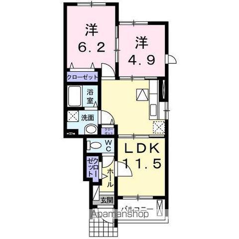 カレントB(2LDK/1階)の間取り写真