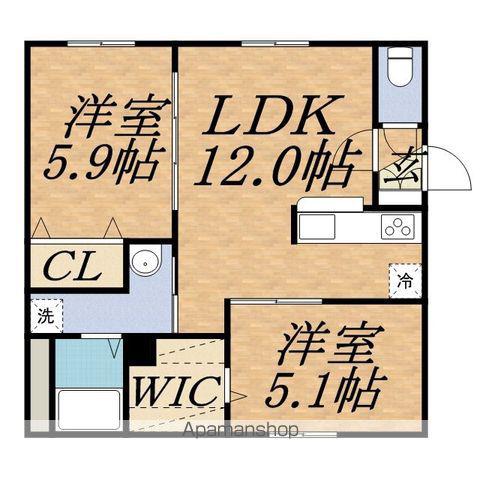 レグザ山鼻(2LDK/3階)の間取り写真