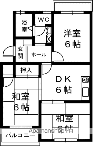 エルミタージュ(3DK/3階)の間取り写真