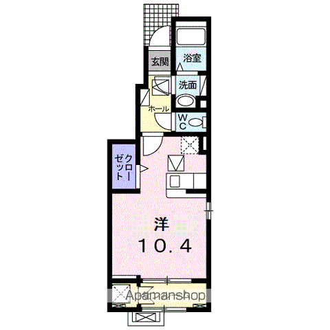 奥羽本線 東根駅 徒歩25分 2階建 築4年(ワンルーム/1階)の間取り写真
