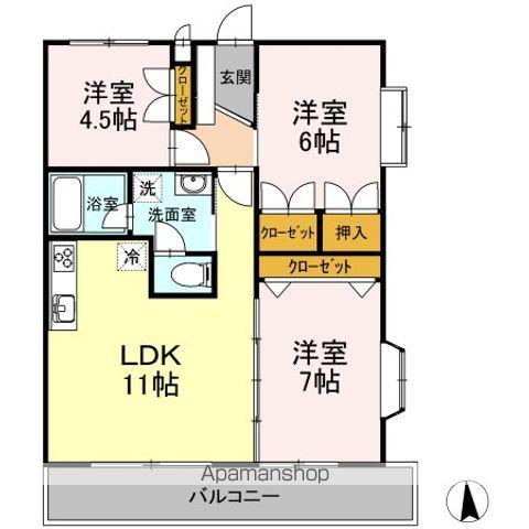 ラーバンハイツ(3LDK/1階)の間取り写真