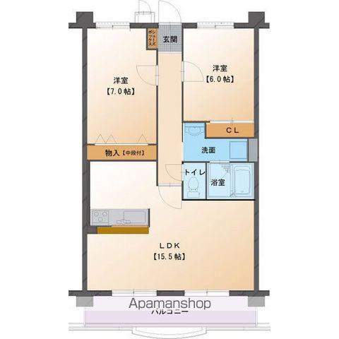 ハートフル春里(2LDK/7階)の間取り写真