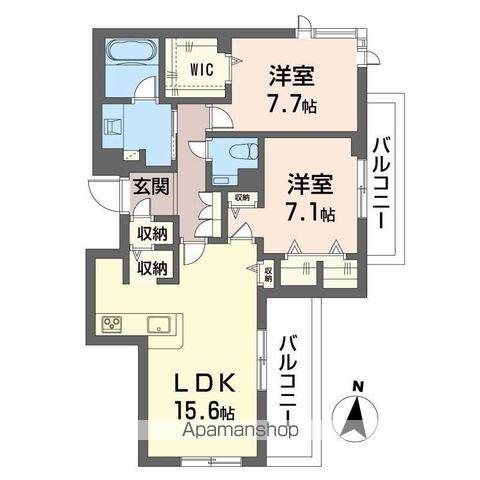 ビィアン アテリア(2LDK/4階)の間取り写真