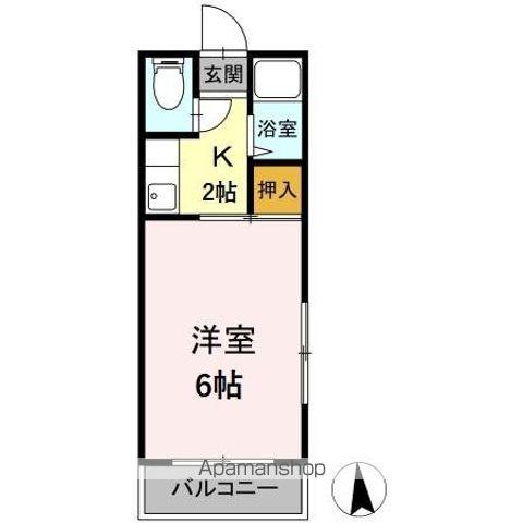 コーポラヴィアンローズ (1K/2階)の間取り写真