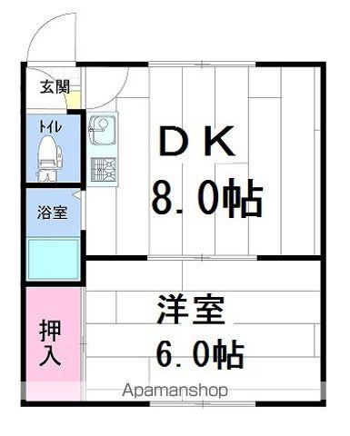 五条マンションA(1DK/2階)の間取り写真
