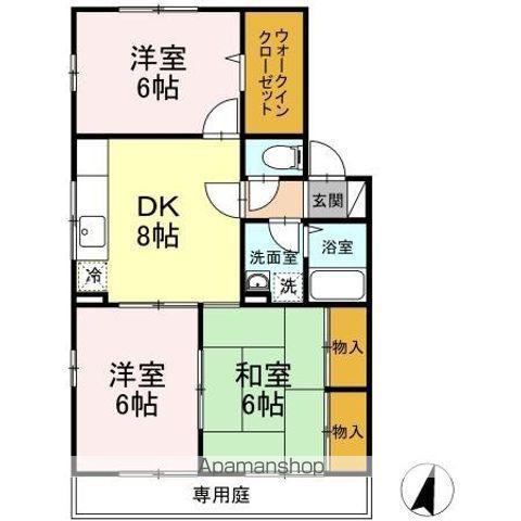 シャルムミナガ B棟(3LDK/1階)の間取り写真