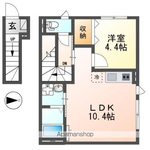 調布市富士見町2丁目アパート(1LDK/2階)の間取り写真