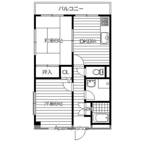 シャトー中三(2LDK/3階)の間取り写真