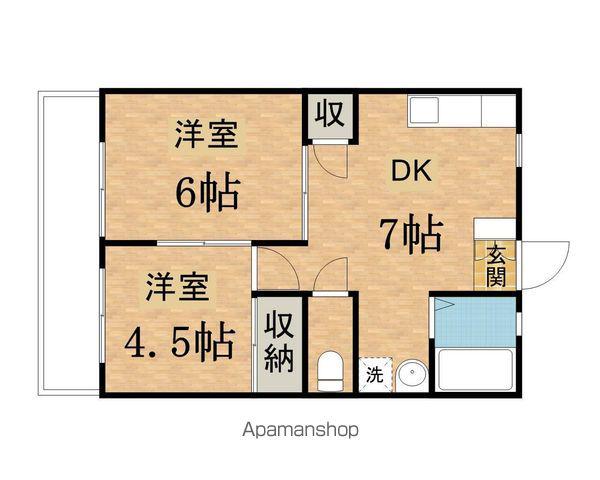 キャッスル第2(2DK/1階)の間取り写真