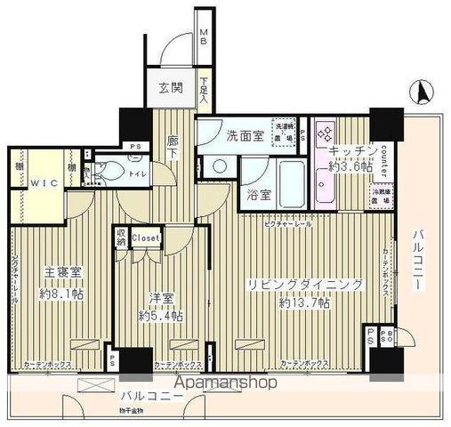 パークアヴェニュー神南(2LDK/4階)の間取り写真