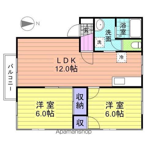 アステムハイツ(2LDK/1階)の間取り写真