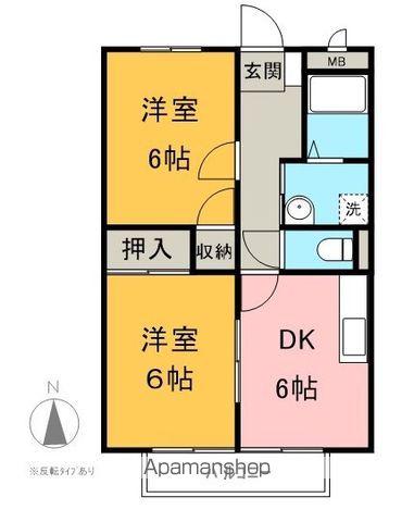 モンターニュ横山(2DK/3階)の間取り写真