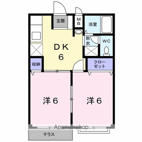 フレグランス幸(2DK/1階)の間取り写真