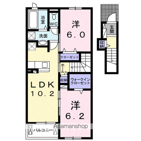 カーサ・アストレアA(2LDK/2階)の間取り写真