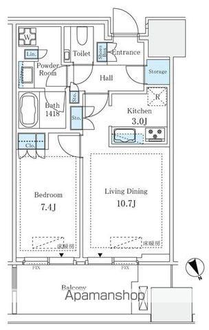 麻布台ヒルズレジデンスB(1LDK/11階)の間取り写真