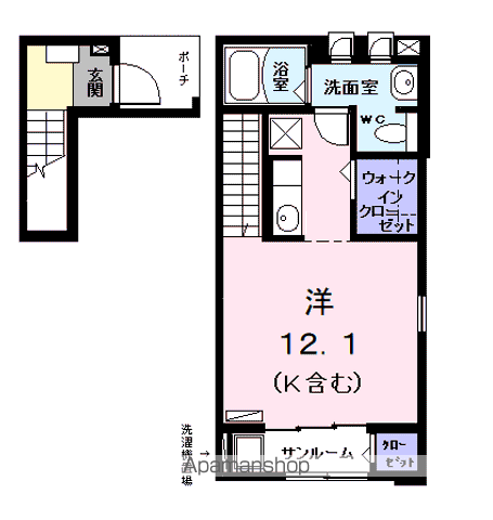 エテルノ・プラシード Ⅰ(ワンルーム/2階)の間取り写真