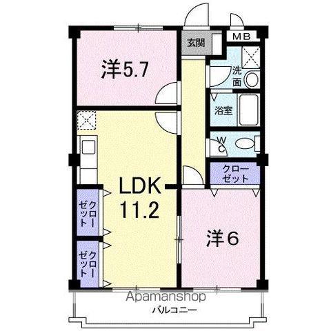 ロイヤル泉(2LDK/1階)の間取り写真