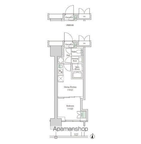 ブルックサイドレジデンス木場(1DK/2階)の間取り写真