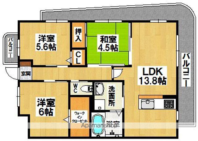 ラフォレなかもず(3LDK/4階)の間取り写真