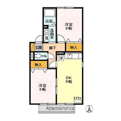 フローラ椿(2DK/1階)の間取り写真