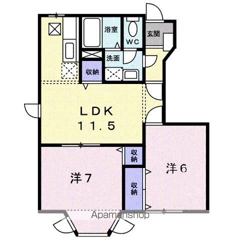 ピュアハイムB(2LDK/1階)の間取り写真