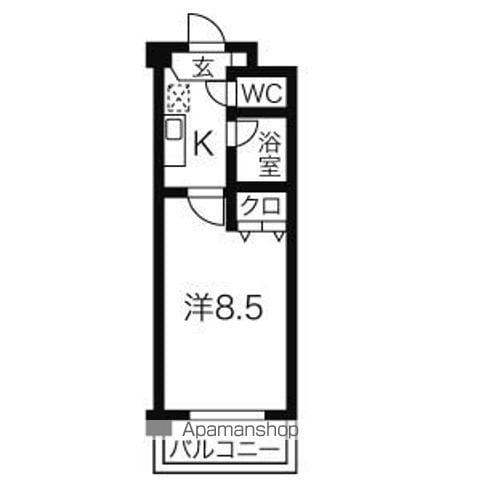 サンハイツ城西(1K/4階)の間取り写真