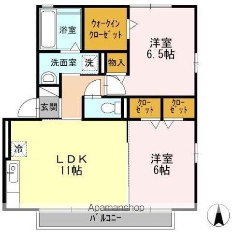 RIVER イースト 北畑 A(2LDK/2階)の間取り写真