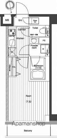 プレミアムキューブG北新宿(1K/2階)の間取り写真