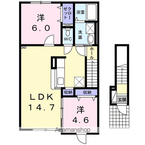 ル・ブリアンⅠ(2LDK/2階)の間取り写真