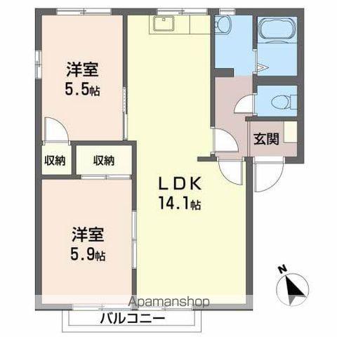 パルデメール(2LDK/2階)の間取り写真