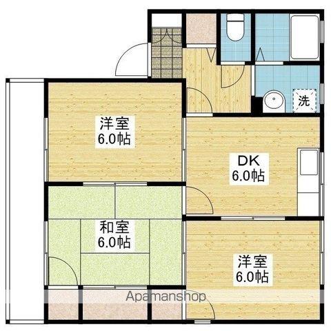 セジュール北斎院 A棟(3DK/2階)の間取り写真