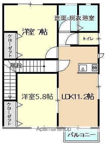 カンパニュラB棟(2LDK/2階)の間取り写真