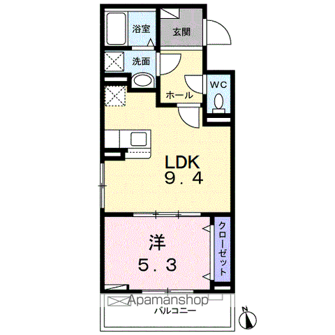 グランデ・スライブ(1LDK/2階)の間取り写真