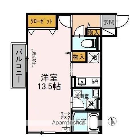 エイトキューブONE C(ワンルーム/1階)の間取り写真