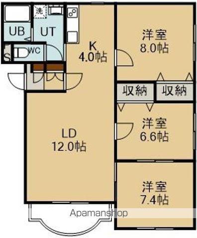 コーポワカサ2(3LDK/3階)の間取り写真
