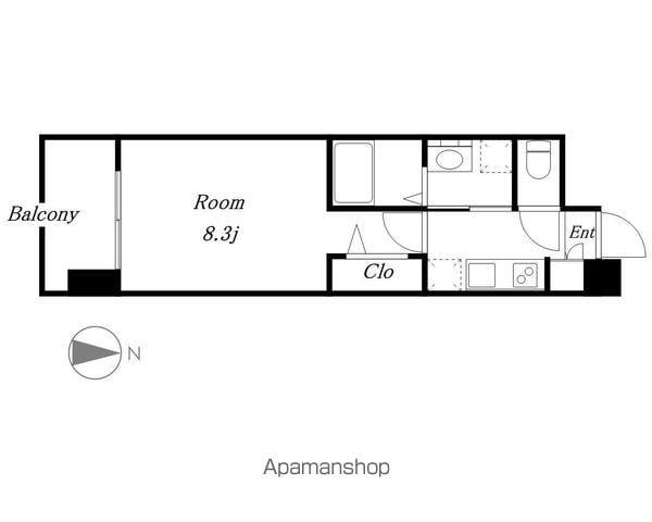 パルティール名駅北(1K/12階)の間取り写真