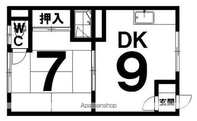 二条マンション(1DK/1階)の間取り写真