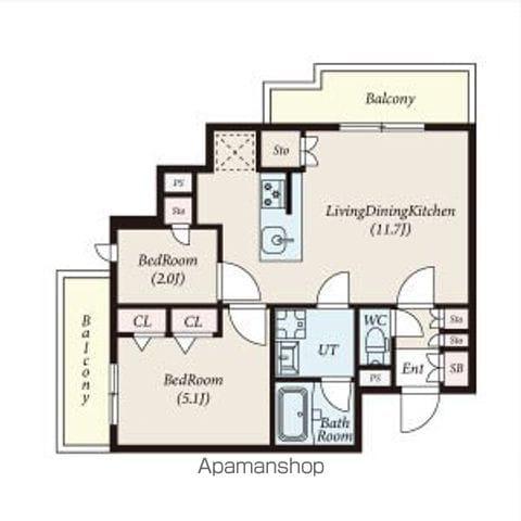 コンポジット新宿柏木(2LDK/3階)の間取り写真