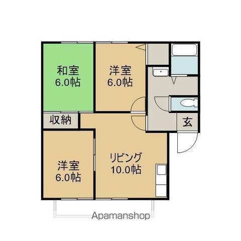 イーストフィールド C棟(3LDK/2階)の間取り写真