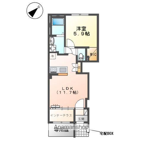 下松市潮音町 アパート(1LDK/1階)の間取り写真